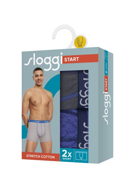 Set van 2 boxershorts Start grijs/blauw