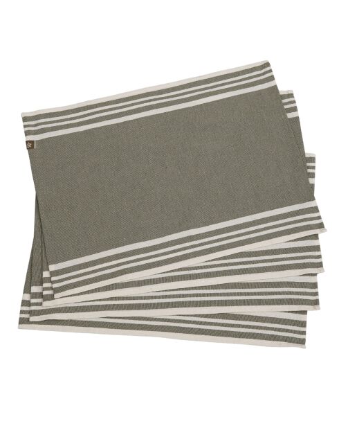 4 Mahdia Tischsets aus olivgrüner Baumwolle - 35x50 cm