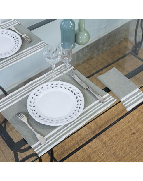 4 Mahdia Tischsets aus olivgrüner Baumwolle - 35x50 cm