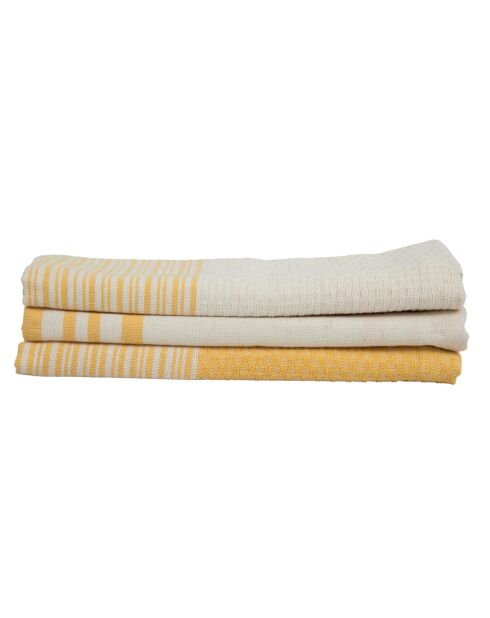 Set von 3 Mahdia Geschirrtüchern aus Baumwolle senfgelb - 45x70 cm