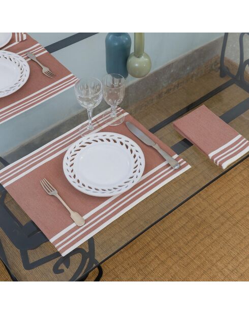 4 Tischsets Mahdia aus Baumwolle, Terrakottarot - 35x50 cm