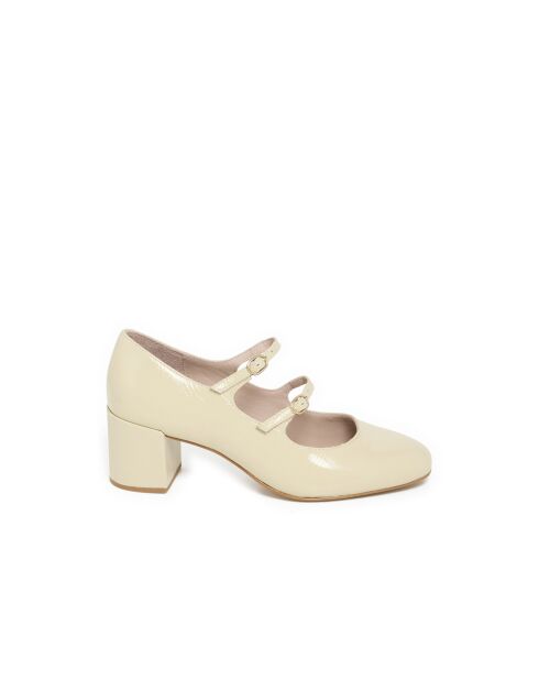 Pumps Doris aus ecrufarbenem Lackleder