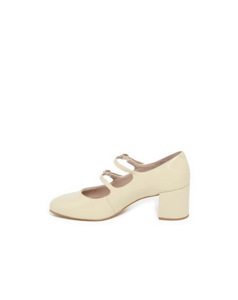 Pumps Doris aus ecrufarbenem Lackleder