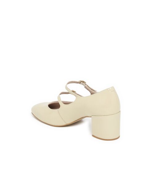 Pumps Doris aus ecrufarbenem Lackleder