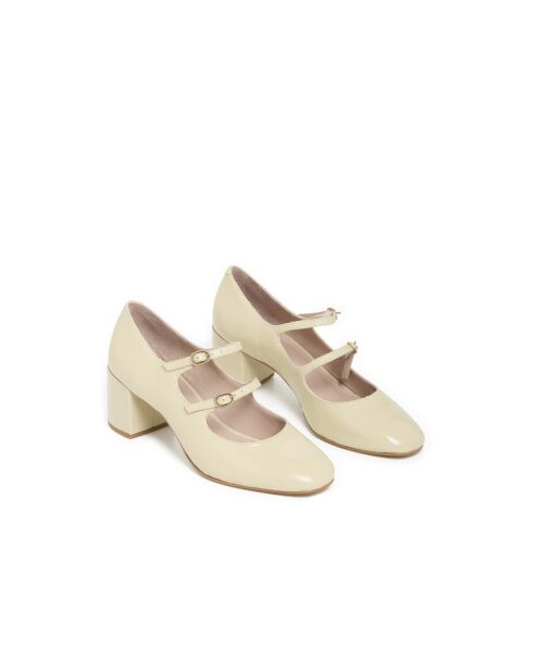 Pumps Doris aus ecrufarbenem Lackleder