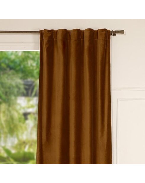 Fluweel, katoenen fluwelen gordijn met lus, tabaksbruin, fluweel - 135x260 cm