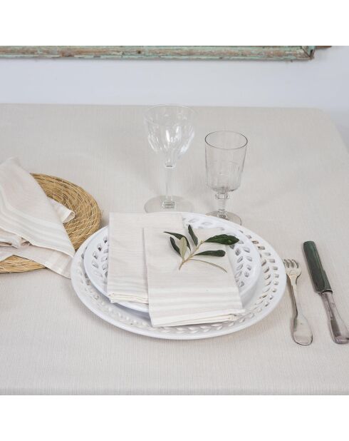 Mantel y 4 servilletas de lino y algodón Mahdia - 150x250 cm