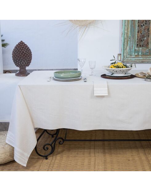 Mantel y 4 servilletas de lino y algodón Mahdia - 150x250 cm