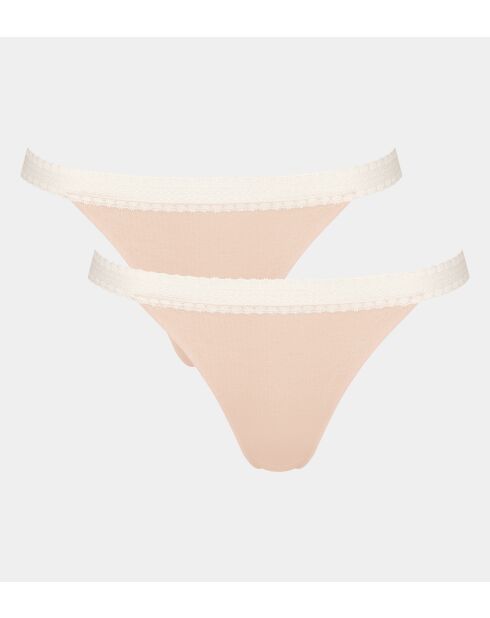 Set van 2 Go Ribbed tangas in poederoranje