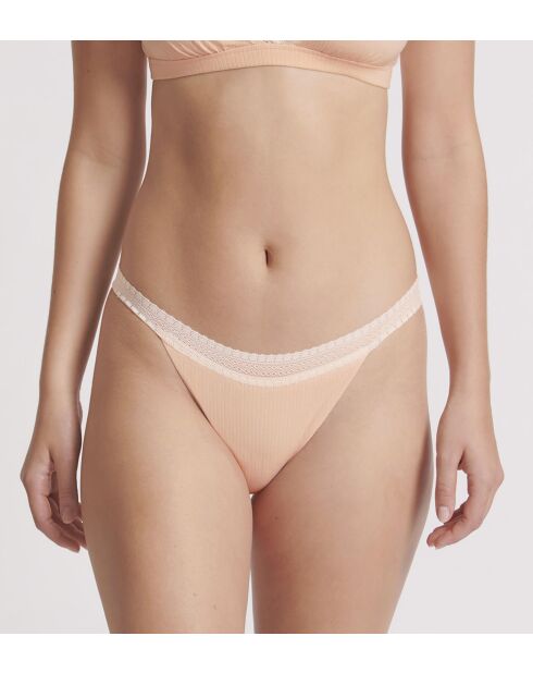 Set van 2 Go Ribbed tangas in poederoranje
