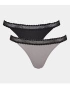 Set de 2 tangas Go Ribbed gris/negro