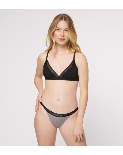 Set de 2 tangas Go Ribbed gris/negro