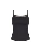 Go Ribbed Spaghetti schwarzes Top
