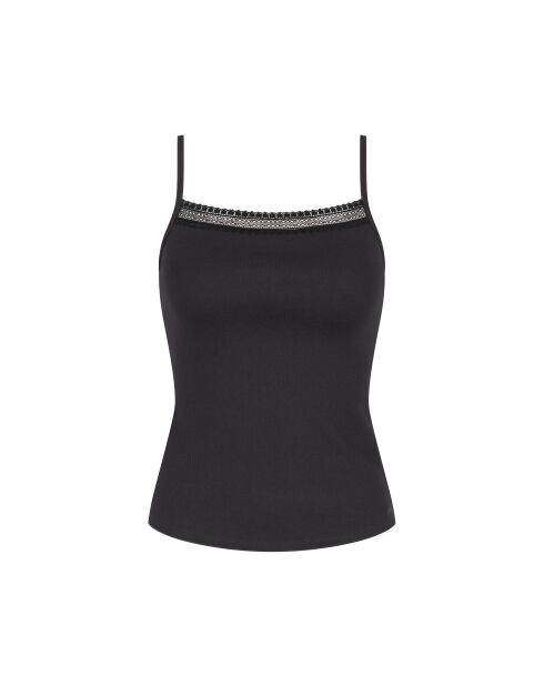 Go Ribbed Spaghetti schwarzes Top