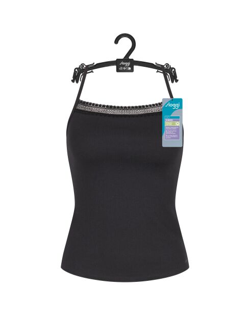 Go Ribbed Spaghetti schwarzes Top