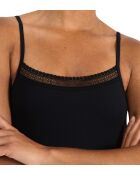 Go Ribbed Spaghetti schwarzes Top
