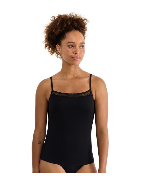 Go Ribbed Spaghetti schwarzes Top