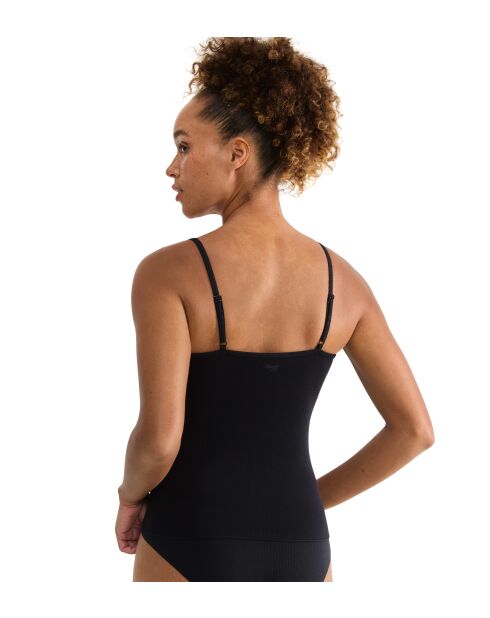 Go Ribbed Spaghetti schwarzes Top