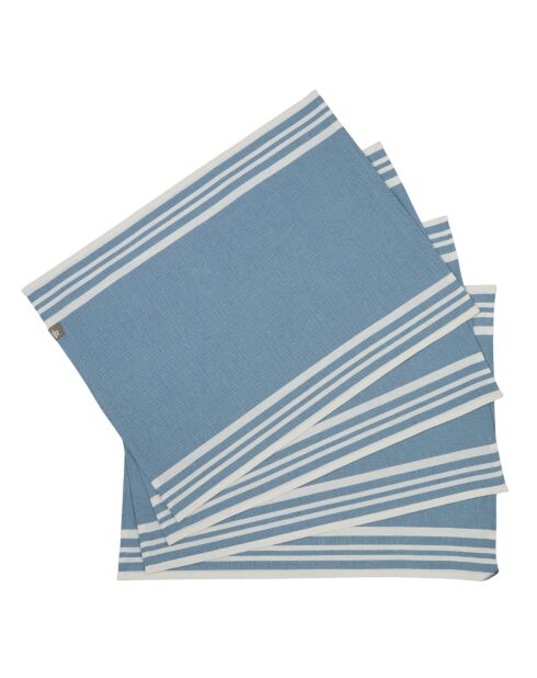 4 Sets de table en coton Mahdia bleu jean - 35x50 cm
