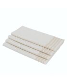 Lot de 4 serviettes de table en coton Mahdia blanches/lin - 45x45 cm