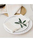Lot de 4 serviettes de table en coton Mahdia blanches/lin - 45x45 cm