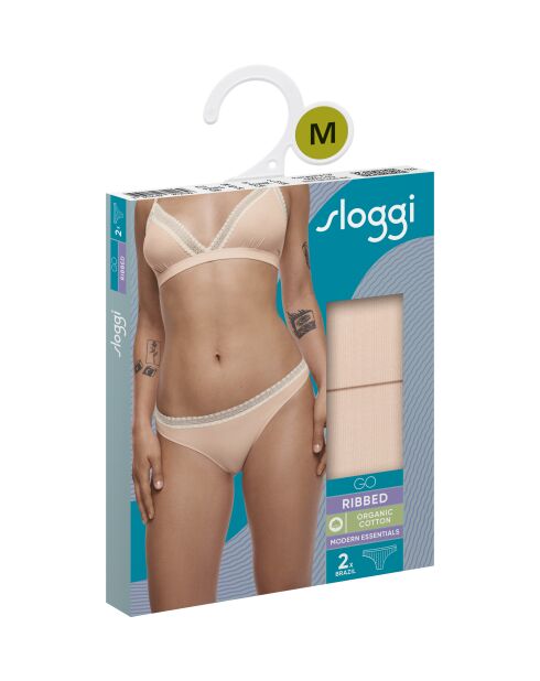 Confezione da 2 slip Go Ribbed H Brazil arancione cipria