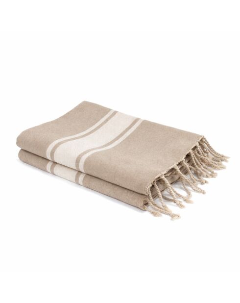 Fouta de algodón beige St Tropez xxxl - 200x300 cm