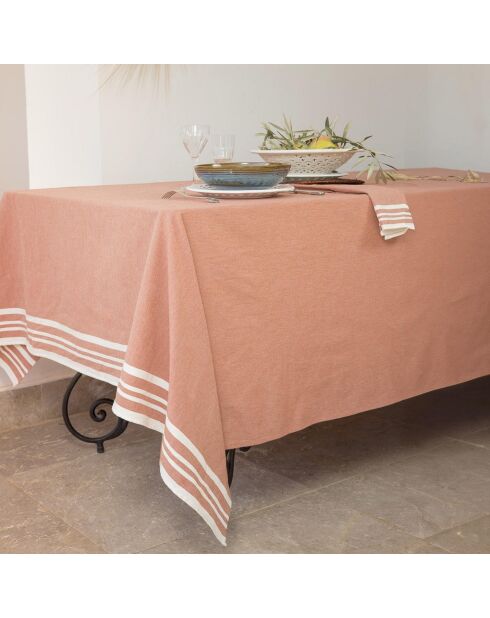 Mahdia roze kleikatoen tafelkleed en 4 servetten - 150x250 cm
