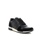 Zwarte leren Patch 7 lage sneakers