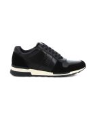 Zwarte leren Patch 7 lage sneakers