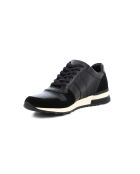 Zwarte leren Patch 7 lage sneakers