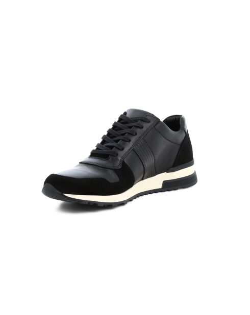 Zwarte leren Patch 7 lage sneakers