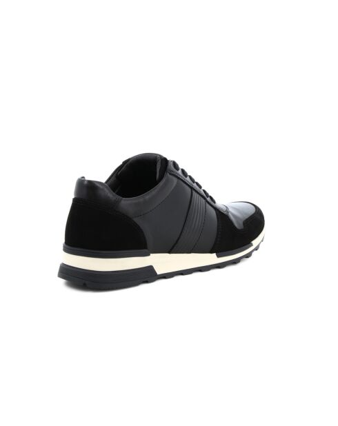 Zwarte leren Patch 7 lage sneakers