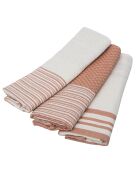 Set di 3 strofinacci Mahdia in cotone rosa argilla - 45x70 cm