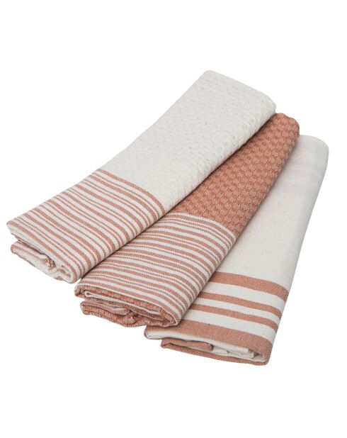 Set di 3 strofinacci Mahdia in cotone rosa argilla - 45x70 cm