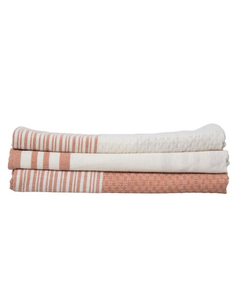 Set di 3 strofinacci Mahdia in cotone rosa argilla - 45x70 cm