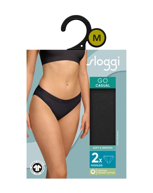 Set di 2 slip neri Go Casual H High Leg a gamba alta