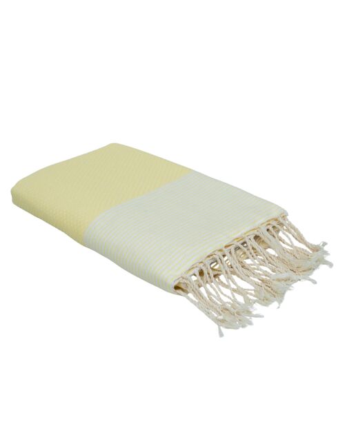 Fouta aus Baumwolle aus Ibiza-Baumwolle hellgelb - 100x200 cm