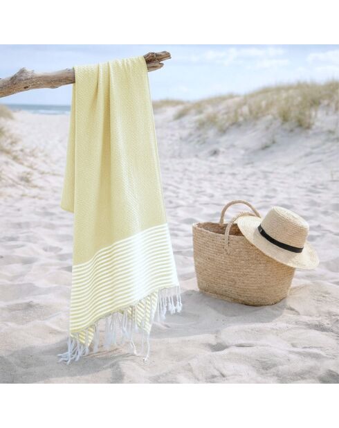 Fouta aus Baumwolle aus Ibiza-Baumwolle hellgelb - 100x200 cm