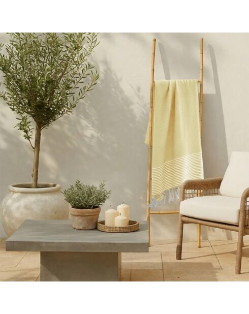Fouta aus Baumwolle aus Ibiza-Baumwolle hellgelb - 100x200 cm