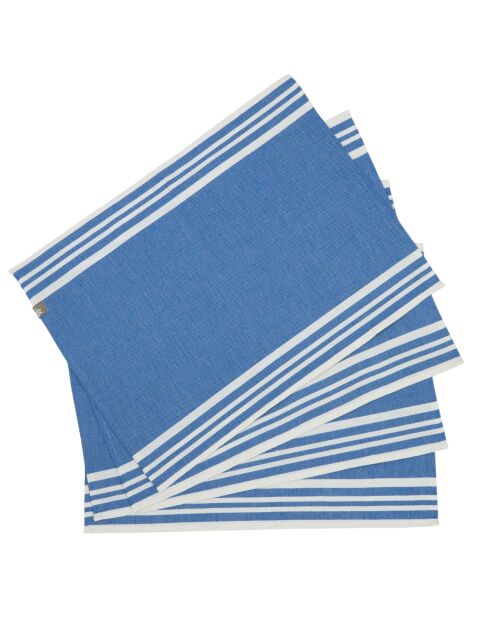 4 Griekse blauwe Mahdia katoenen placemats - 35x50 cm