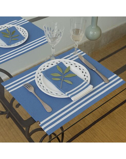 4 Griekse blauwe Mahdia katoenen placemats - 35x50 cm
