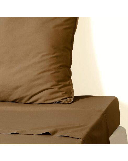 Drap plat en coton lavé Luna noisette