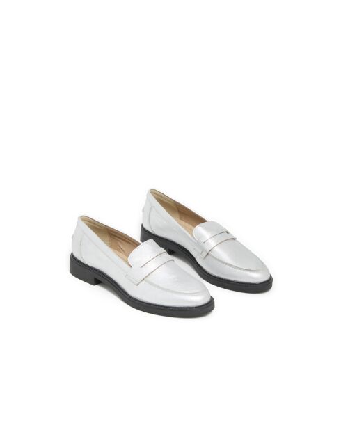 Mocassins Nera en cuir argentés