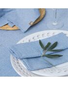 Chemin de table 4 serviettes en coton Colette bleu grec - 50x150 cm