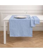 Chemin de table 4 serviettes en coton Colette bleu grec - 50x150 cm