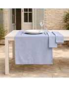 Chemin de table 4 serviettes en coton Colette bleu grec - 50x150 cm