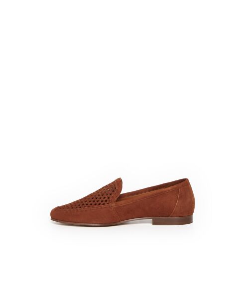 Mocassins Dorine en cuir camel foncé