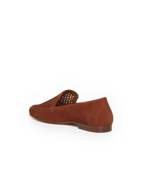 Mocassins Dorine en cuir camel foncé