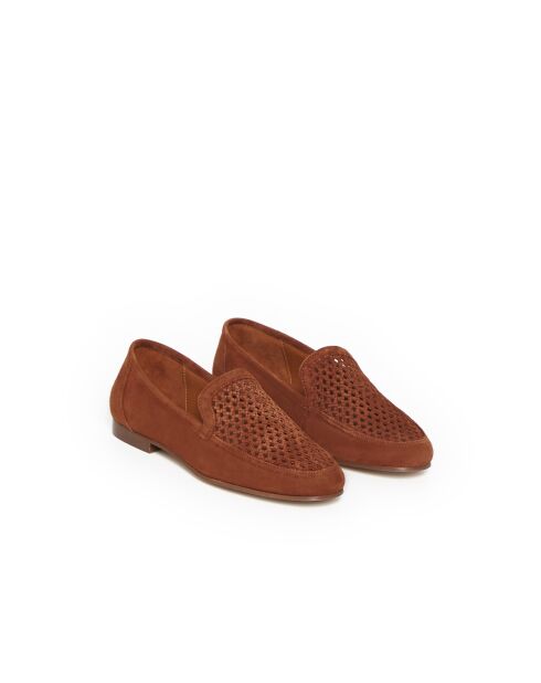 Mocassins Dorine en cuir camel foncé